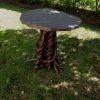 bittersweet table -round side table with stone top and bittersweet vine base